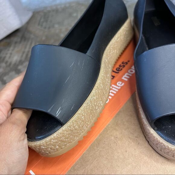 Melissa Puzzle Platform Peep-toe Shoe in Black - Picture 4 of 7